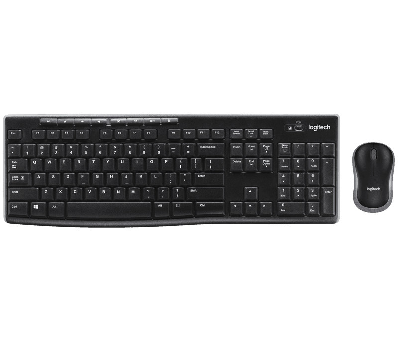a professional looking mouse and keyboard. Sleek black designs.
