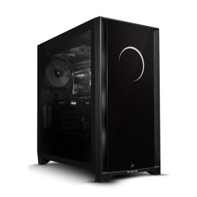 Eclipse case img1 a unique pure black PC with a crescent moon on the front panel
